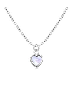 MOP Heart Silver Necklace SPE-5687